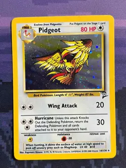 Pidgeot 14/130 Pokemon Base Set 2 Rare Moderately Played Card MP 1 - Image 1