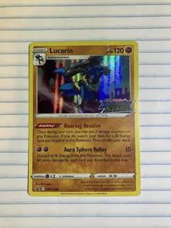 Pokemon TCG Lucario SWSH 186 Black Star Promos Holo Card In NM Condition - Image 1