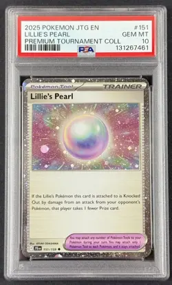 Lillie’s Pearl #151 Cosmos Holo PSA 10 Premium Tourn. Coll. 2025 Pokemon JTG EN - Image 1