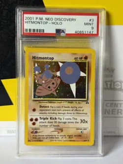 2001 POKEMON NEO DISCOVERY #3/75 HITMONTOP HOLO PSA 9 - Image 1