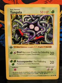 Pokemon Tangela 66/102 First Edition Shadowless Base Set WOTC NM - Image 1