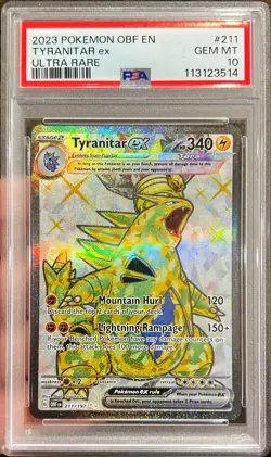 2023 Pokemon Obsidian Flames Tyranitar Ex Ultra Rare Holo 211/197 PSA 10 Gem - Image 1