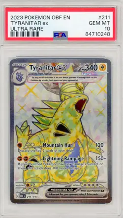 PSA 10 Gem Mint Tyranitar ex 211/197 Full Art Pokemon Obsidian Flames - Image 1