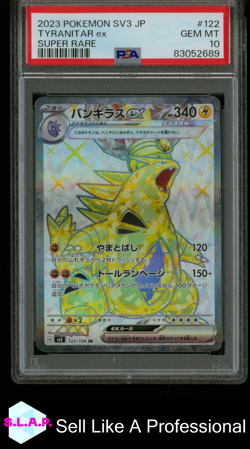 TYRANITAR EX SUPER RARE POKEMON JAP SV3-RULER OF THE BLACK FLAME 2023 122 PSA 10 - Image 1
