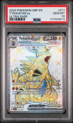 2023 POKEMON OBF EN-OBSIDIAN FLAMES ULTRA RARE #211 TYRANITAR EX PSA 10 - Image 1