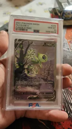 Pokemon TCG Celebi V Fusion Strike Card 245/264 PSA 10 Gem Mint - Image 1