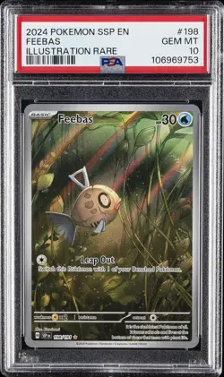 2024 POKEMON SSP EN-SURGING SPARKS ILLUSTRATION RARE #198 FEEBAS PSA 10 - Image 1