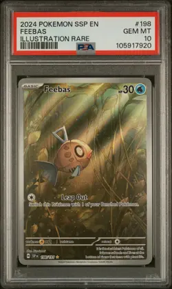 2024 POKEMON SSP EN-SURGING SPARKS ILLUSTRATION RARE #198 FEEBAS PSA 10 - Image 1