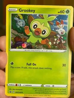 POKEMON GROOKEY SWSH070 PROMO BLACK STAR COSMOS HOLOFOIL WITH SWIRL NM CARD - Image 1