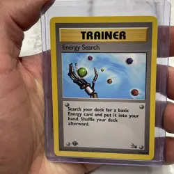 Pokemon Fossil 59/62 Energy Search 1st Edition Pokemon Card Common WOTC NM/MT - Image 1