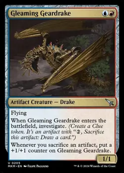 1x Gleaming Geardrake MTG Murders at Karlov Manor NM Magic Regular - Image 1