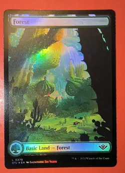 MTG: MAGIC - FOREST - OTJ, #0276 FOIL COMMON, NM, FULL ART - Image 1