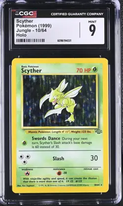 CGC 9 MINT Scyther 1999 Jungle 10/64 Holo Pokemon Card - Image 1