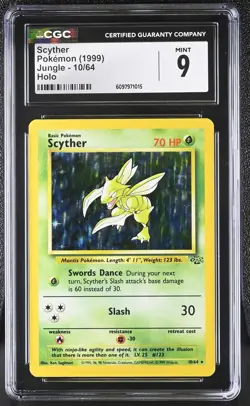 CGC 9 MINT Scyther 1999 Jungle 10/64 Holo Pokemon Card - Image 1