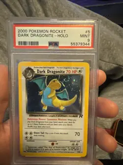 MINT 2000 Pokemon Team 🚀Rocket Dark Dragonite Holo #5 PSA 9 W/ HUGE Swirl! - Image 1