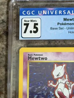 CGC 7.5 Near Mint+ Mewtwo Base Set (1999) 10/102 Holo Pokemon TCG Rare Graded - Image 4