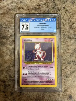 CGC 7.5 Near Mint+ Mewtwo Base Set (1999) 10/102 Holo Pokemon TCG Rare Graded - Image 5