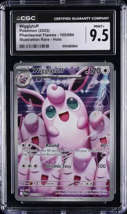 2025 POKEMON PHANTASMAL FLAMES ILLUSTRATION RARE HOLO #105 WIGGLYTUFF CGC 9.5 - Image 1