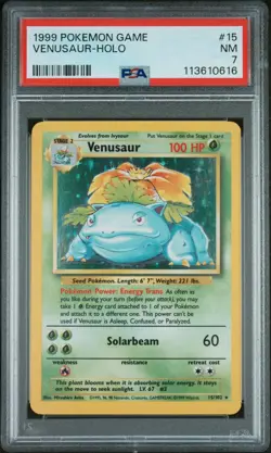 1999 Pokemon Base Set Venusaur PSA 7 holo #15 New Cert. - Image 1