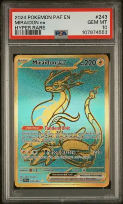 2024 POKEMON PAF EN-PALDEAN FATES HYPER RARE #243 MIRAIDON EX PSA 10 - Image 1