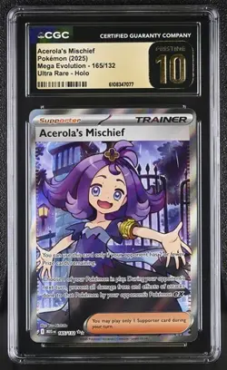 Acerola's Mischief *CGC PRISTINE 10* Ultra Rare *Mega Evolution* #165 * Pokemon - Image 1
