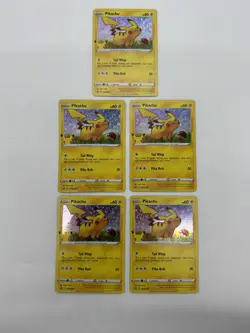 Pikachu SWSH039 Black Star Promo 25th Anniversary Stamped Holo Pokemon Lot Of 5 - Image 1