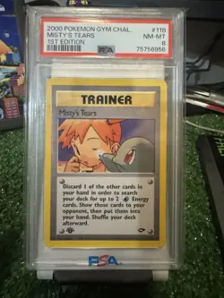 Pokemon TCG 2000 Gym Challenge Misty's Tears 118 1st Edition PSA 8 Trainer - Image 1