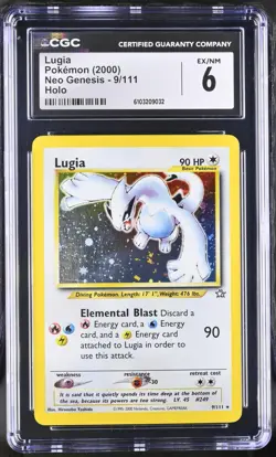 CGC 6 Lugia 9/111 Holo Neo Genesis Pokemon Card (small front corner dent) CLEAN - Image 1