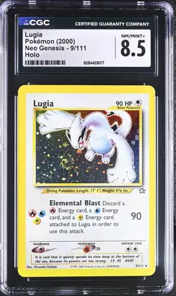CGC 8.5 NM/MINT + Lugia 2000 Neo Genesis 9/111 Holo Rare Pokemon Card 🌀SWIRL🌀 - Image 1