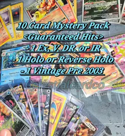 Pokemon 10 Card Mystery Pack Guaranteed Hits Ex, V, 2xRare Or IR + 1 Vintage! - Image 1