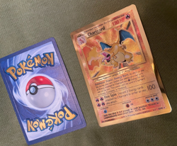 pair of Pokemon Celebrations Charizard And Pikachu Metal Cards, protective cases - Image 2