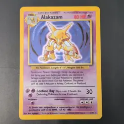 Pokemon TCG Alakazam 001/102 Base Set 80 HP Holo Rare Holo English - Image 1