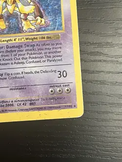 Pokemon TCG Alakazam 001/102 Base Set (Shadowless) Vintage Holo WOTC 1999 HP - Image 5