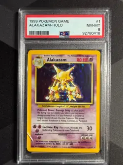 Alakazam PSA 8 Base Set Holo 001/102 WOTC Unlimited Pokemon TCG - Image 1