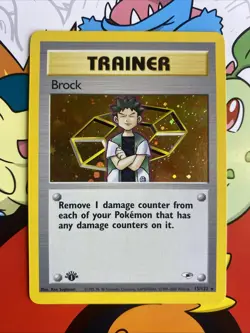 Brock 15/132 1st Edition Gym Heroes Holo Rare Pokemon TCG LP - Image 1