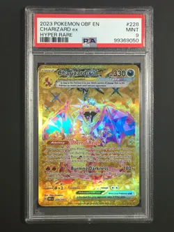 Pokemon TCG PSA 9 Charizard ex 228/197 Obsidian Flames Hyper Rare Gold MINT - Image 1