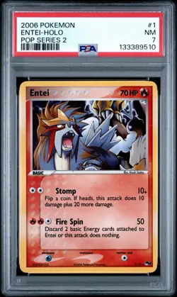 2006 Pokemon Entei-holo Pop Series 2 1/17 PSA 7 NM - Image 1