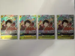 4x Monkey.D.Luffy OP07-109 Prb02 Holo Foil One Piece TCG Card Game Playset NM - Image 1