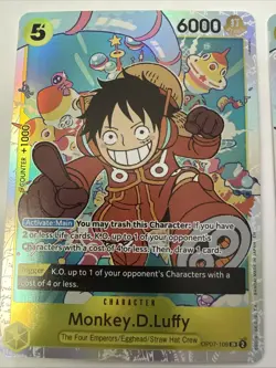 4x Monkey.D.Luffy OP07-109 Prb02 Holo Foil One Piece TCG Card Game Playset NM - Image 2