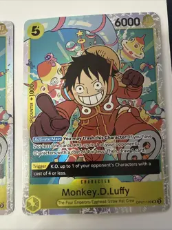 4x Monkey.D.Luffy OP07-109 Prb02 Holo Foil One Piece TCG Card Game Playset NM - Image 5