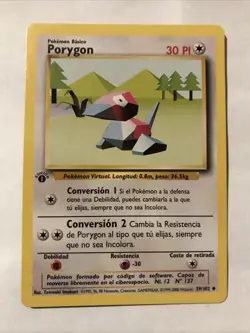 Pokemon TCG Porygon Base Set 39/102 Regular 1st Edition Uncommon Spanish Card - Image 1