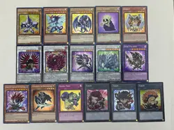 Yugioh Chibi Artwork 16 Card Set Blue Eyes White Dragon Gorz Dark NM - Free Pack - Image 1