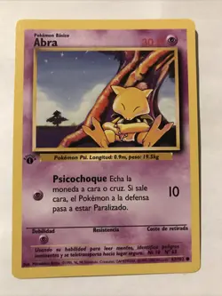 Pokemon TCG Abra Base Set 43/102 Regular 1st Edition Common Spanish Card - Image 1