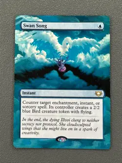 Swan Song MTG Edge of Eternities Commander Hand Painted Borderless Altered Art v - Image 1