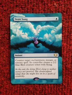 Swan Song MTG Edge of Eternities Commander Hand Painted Borderless Altered Art v - Image 2