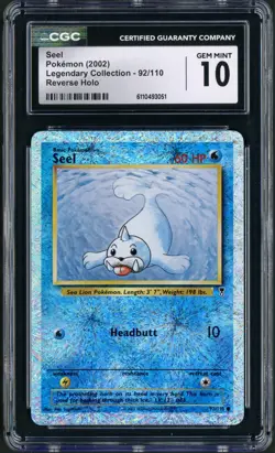 2002 Pokemon Legendary Collection Reverse Holo Seel 92/110 CGC Gem Mint 10 - Image 1