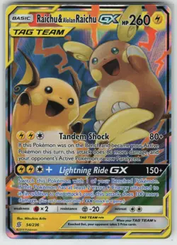 Pokemon Raichu & Alolan Raichu GX Ultra Rare SM - Unified Minds 54/236 NM - Image 1