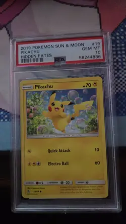 Pokemon TCG - Pikachu Non-holo Hidden Fates - PSA 10 - Image 1