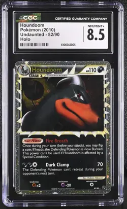 2010 POKEMON HG&SS UNDAUNTED HOUNDOOM PRIME 82/90 ULTRA RARE HOLO FOIL CGC 8.5 - Image 1