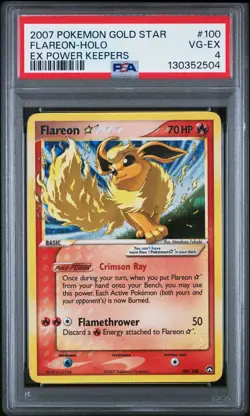 2007 POKEMON EX POWER KEEPERS GOLD STAR #100 FLAREON-HOLO PSA 4 - Image 1